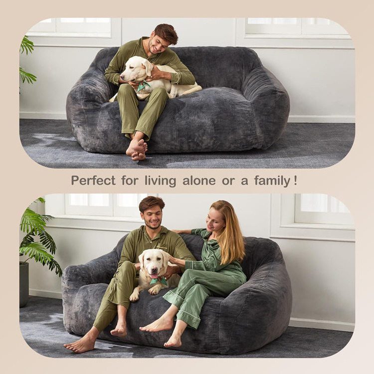 Wide Armrests Bean Bag Couch Floor Sofa Big BeanBag Lazy Sofa for Bedroom Living Room Apartment