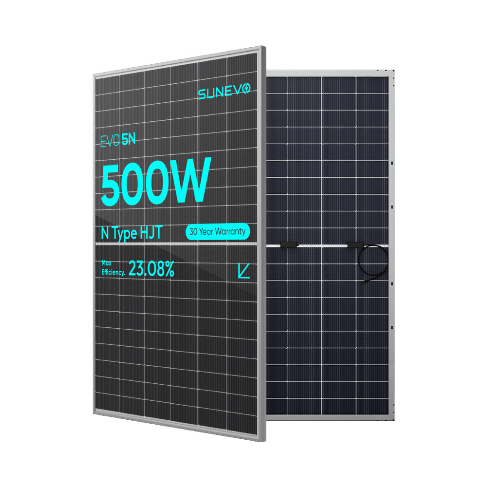 Sunevo HJT Mono Bifacial Double Glass Solar Panels 480W 490W 500W Watts PV High Efficiency Solar Panels