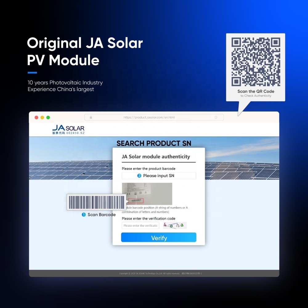 JA Go Solar Monocrystalline Solar Panels 440 W 450W PV Module Double Solar Panels