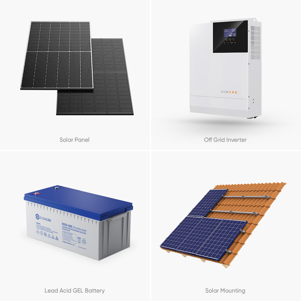 Sunark Solar Energy System Full Set 6Kw 10Kw 15Kw 20Kw 30Kw Home Balcony Off Grid Complete Solar System Kit