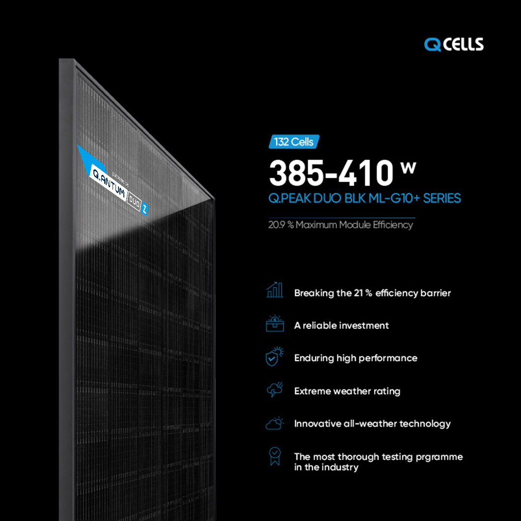 Qcell Bifacial Powerful Solar Panels 385w 400w 500W 550W Watt High Efficiency Mono Solar Energy Panel In Stock Eu