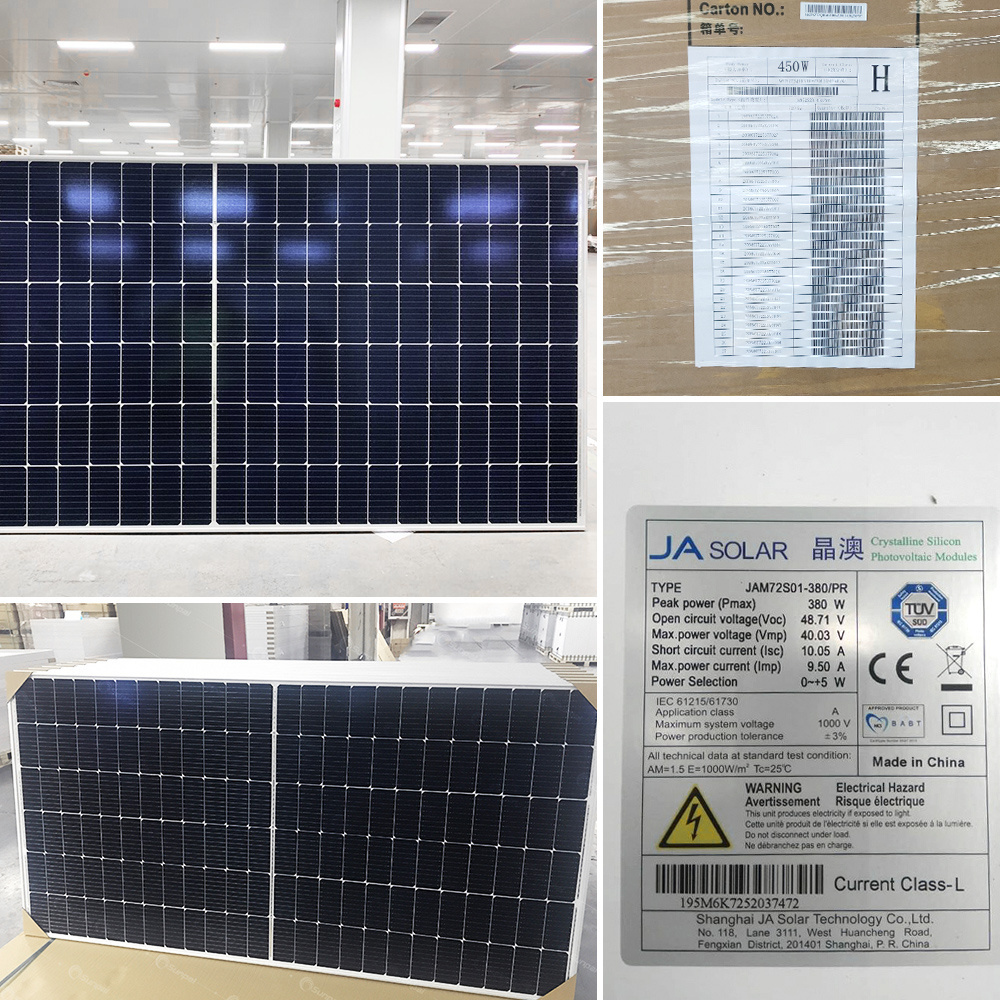 JA Solar Panels Mono Full Black 450W 500 Watt 540W 550W 560W Bifacial Pv Panel Solar Modules