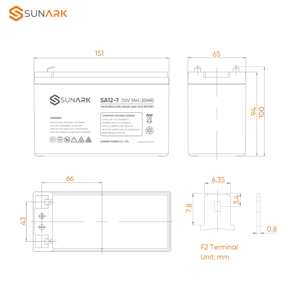 SunArk Lead Acid Rechargeable Battery 12Volt 12V 24V 5Ah 7Ah 9Ah 12Ah 20Ah Deep Cycle Leoch Solar Gel Batteries