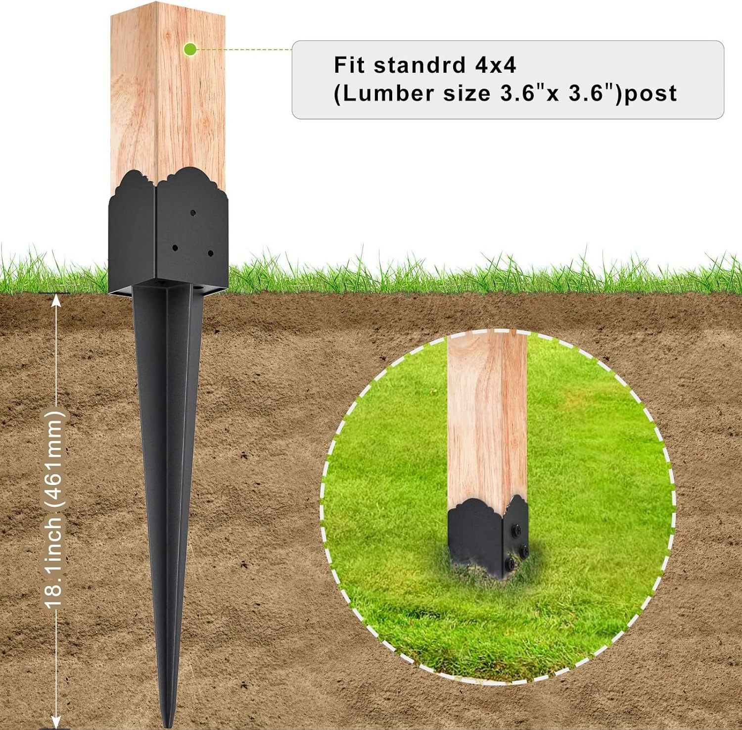 Hot dipped galvanized steel square post anchor for support wood fence post