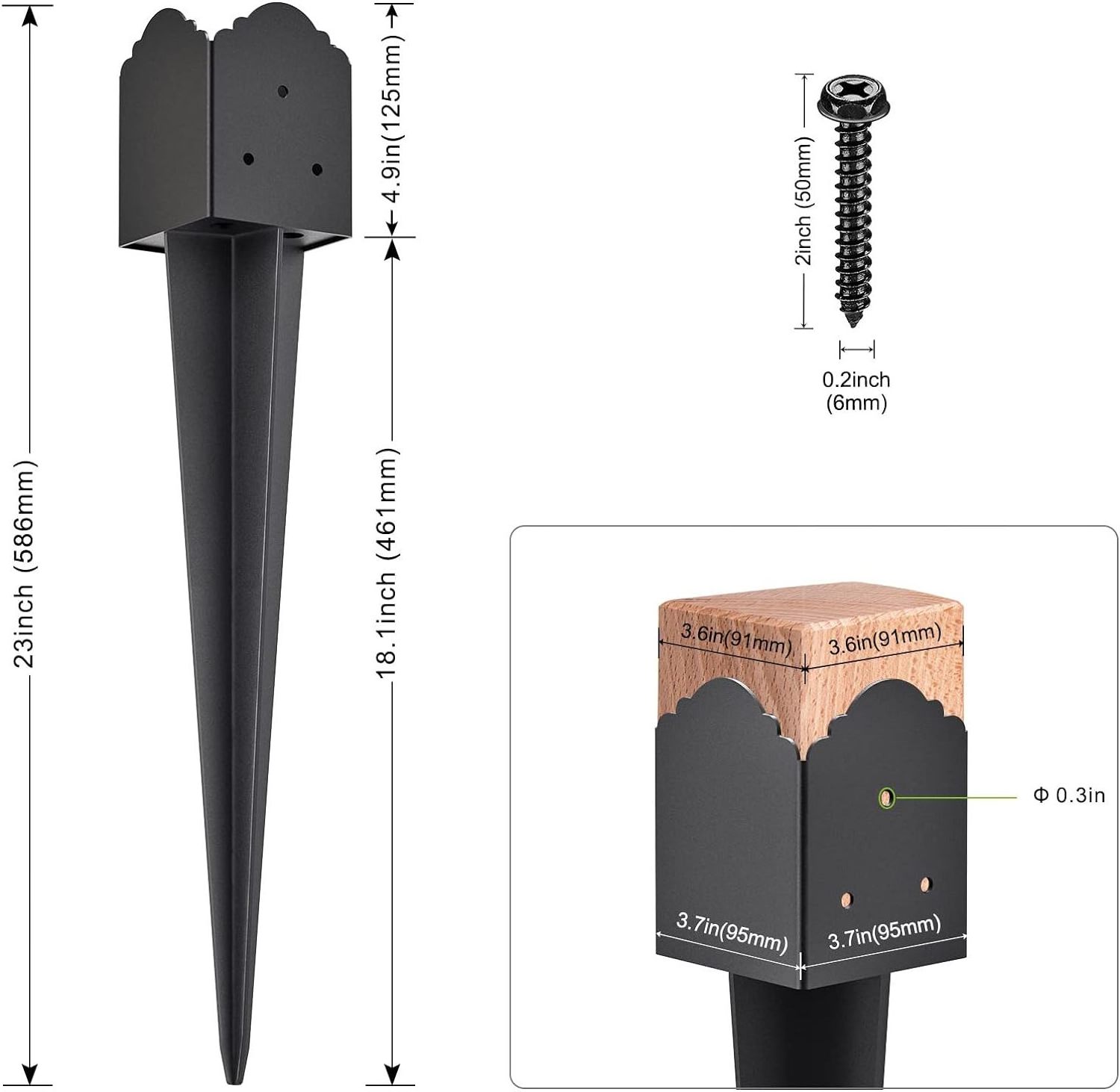 Hot dipped galvanized steel square post anchor for support wood fence post