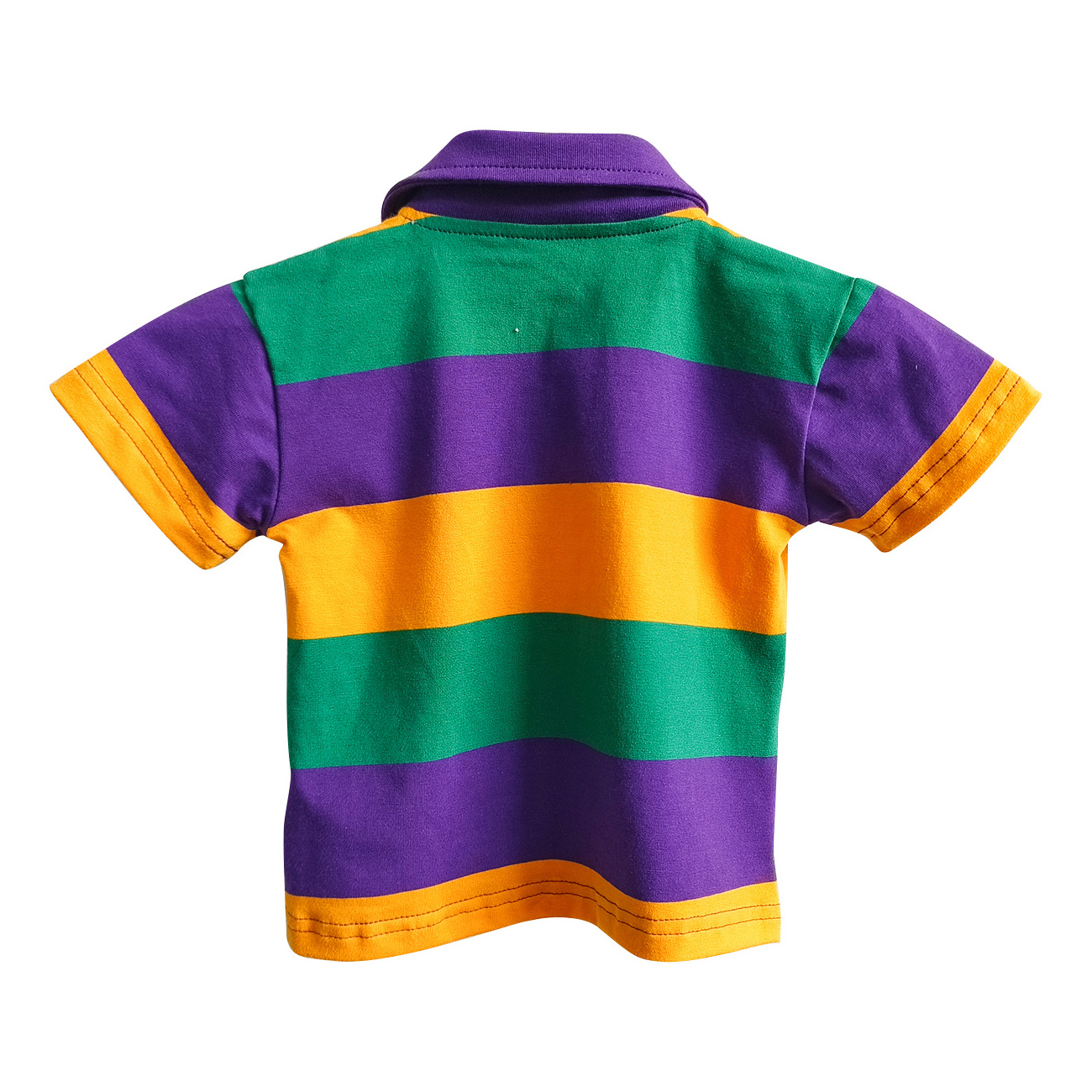 Child Mardi Gras Classic Stripe Purple Green Yellow short sleeve Cotton Polo Shirt