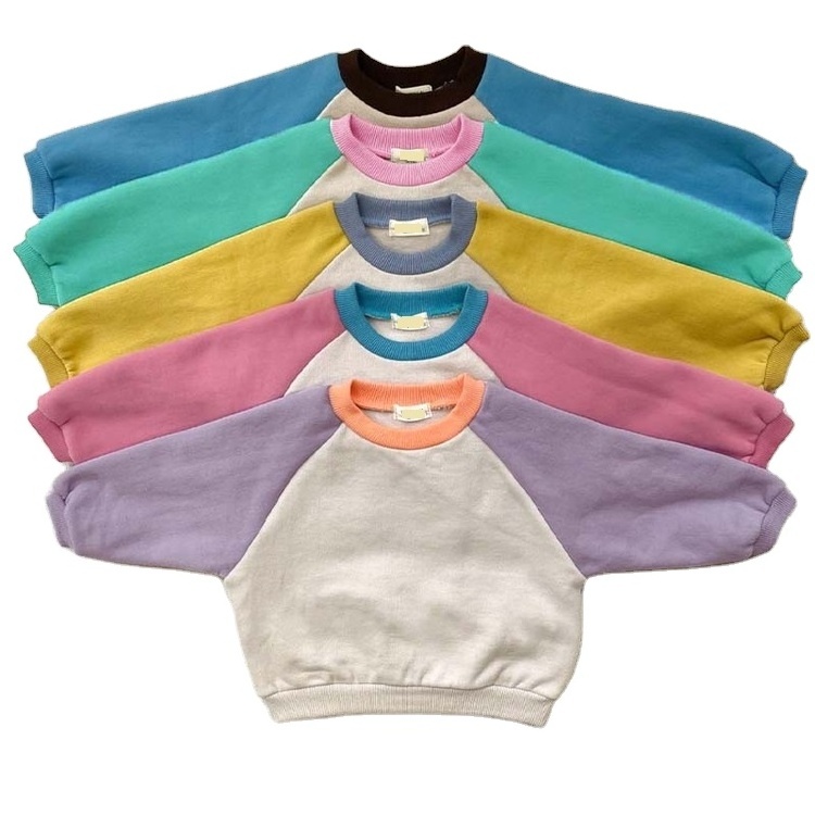 Infant Baby Contrast Sleeve Sweatshirt Color Block Oversize Top Kids Boys Jumper Sweater Casual Cotton Children OEM