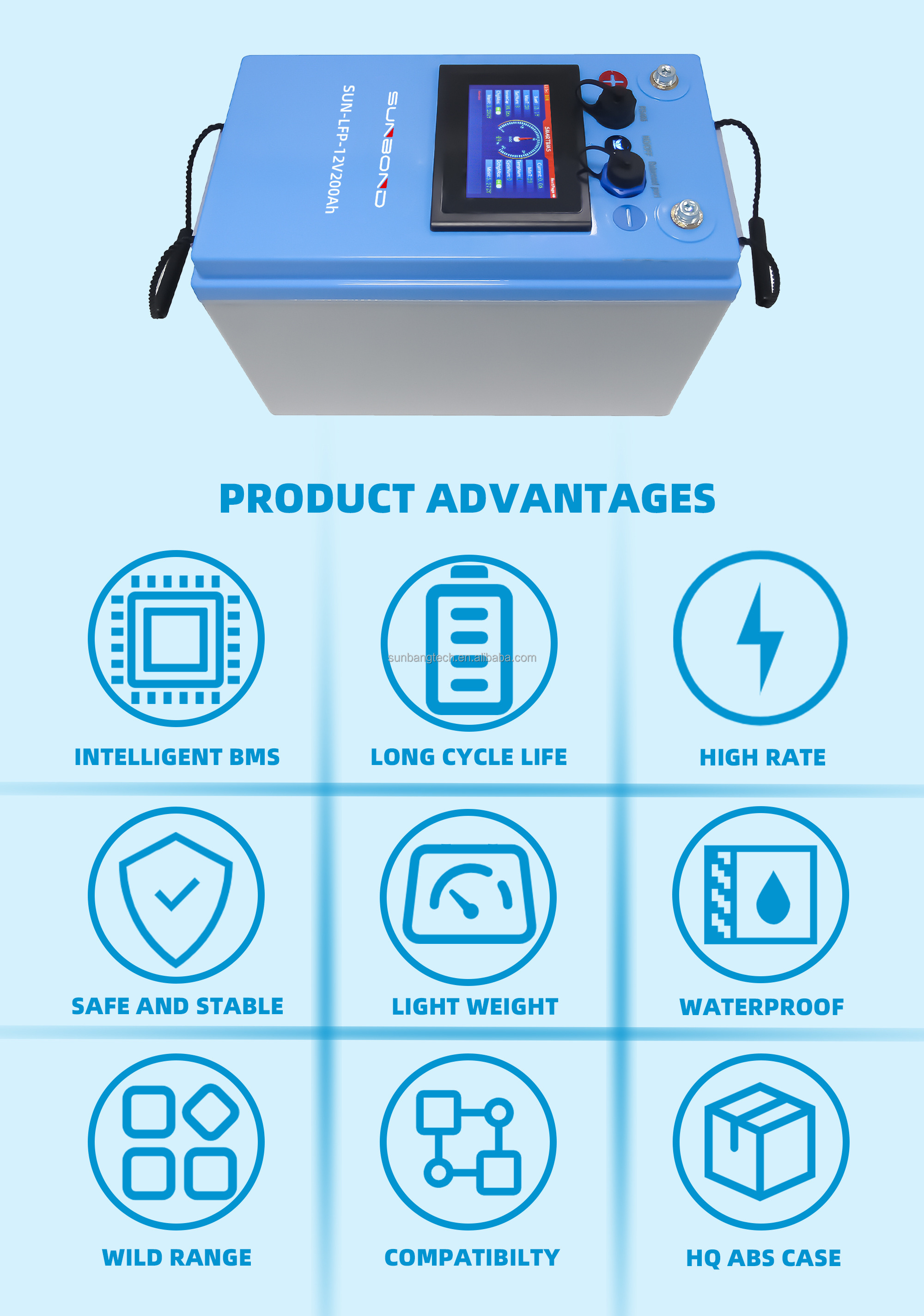 Rechargeable LiFePO4 12V 100ah 200Ah 250Ah Lithium Battery For Solar Energy Storage Systems battery packs li ion RV golf cart