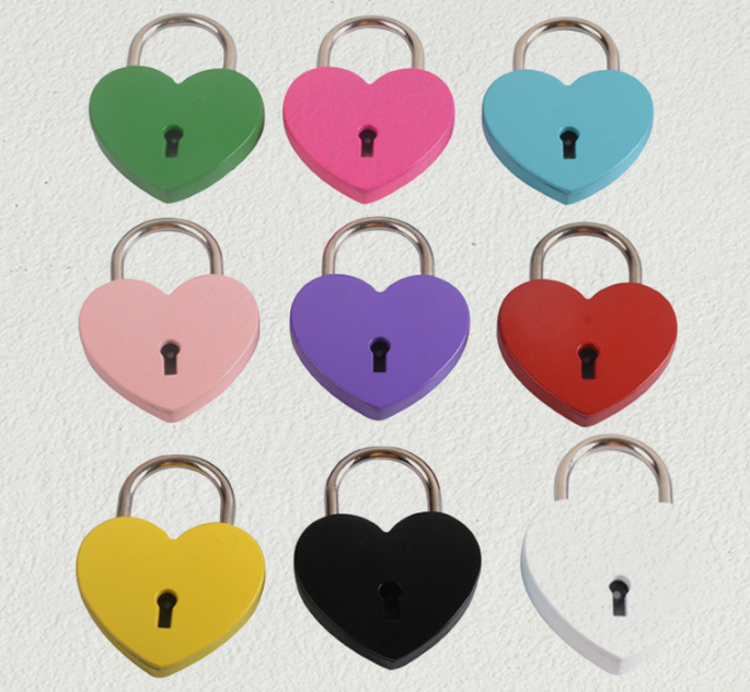 wholesale heart lock clasp small middle big colored heart lock and key padlock