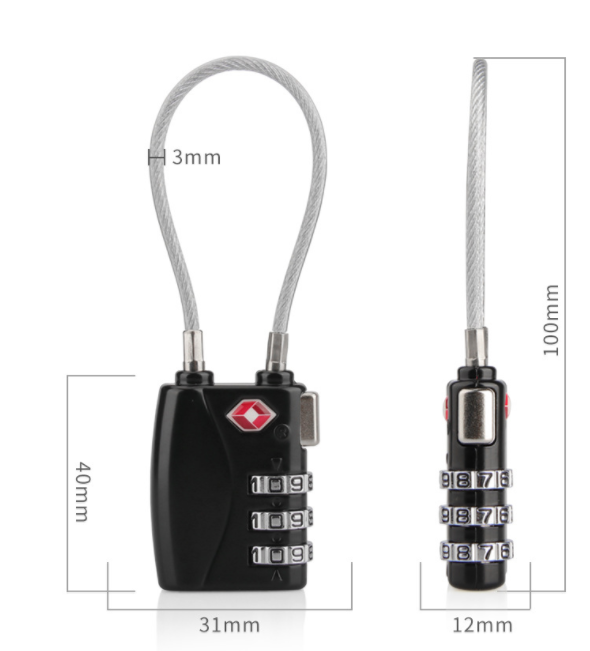 Safety cheap password 4 digital iron cable padlock luggage zipper code combination lock