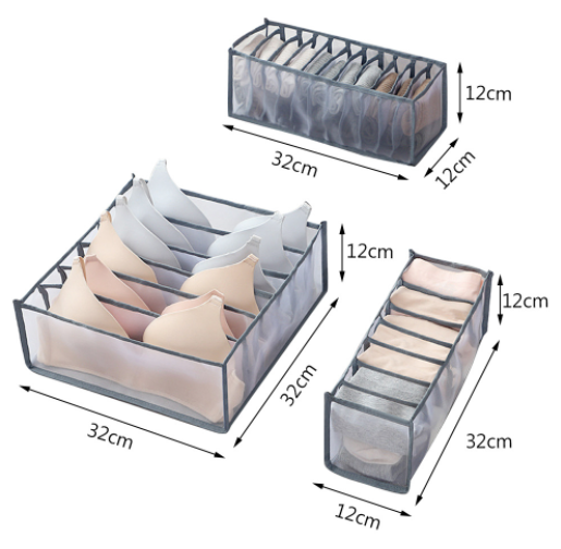 Hot selling nylon Scarfs Socks Bra Organizer Storage Box Drawer Closet Organizers Boxes For Underwear Bra Home Storage