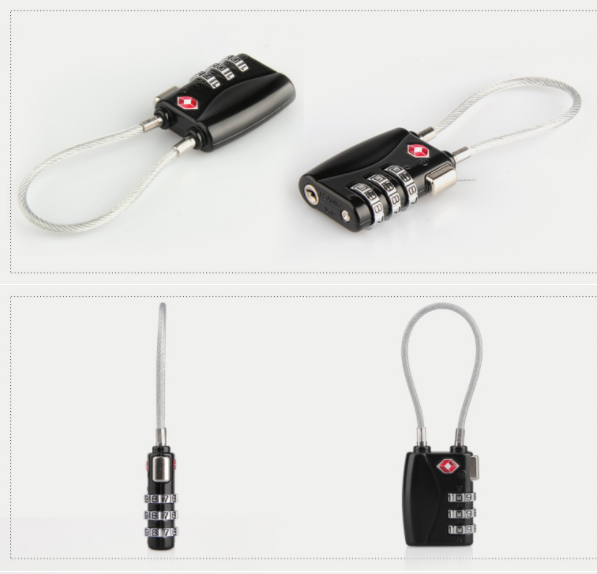 TSA Safety Luggage Cable Combination Lock authorised zinc alloy 3 digit lock combination travel cable TSA approved lock