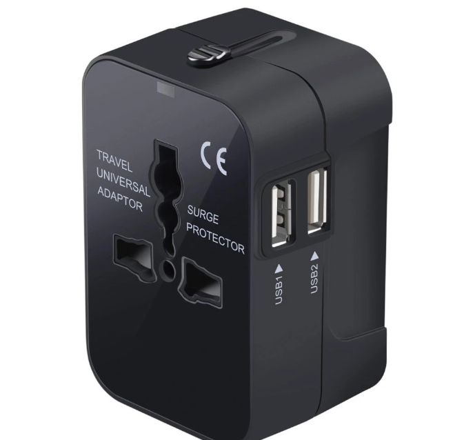 International Universal All in One Worldwide Travel Adapter Wall Charger AC Power Plug Adapter with Dual USB Charging Ports