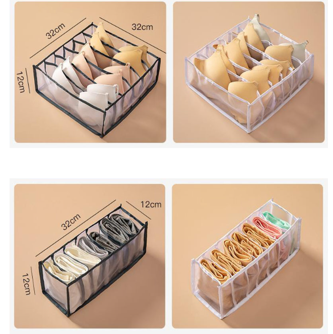 Hot selling nylon Scarfs Socks Bra Organizer Storage Box Drawer Closet Organizers Boxes For Underwear Bra Home Storage