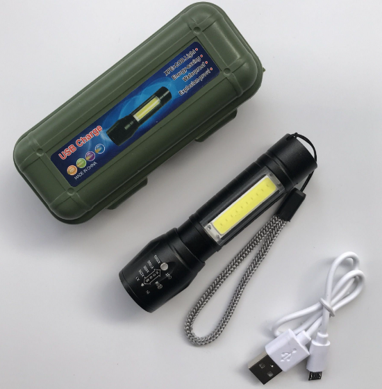 Mini Aluminum COB Rechargeable LED Flashlight Hand Lamp