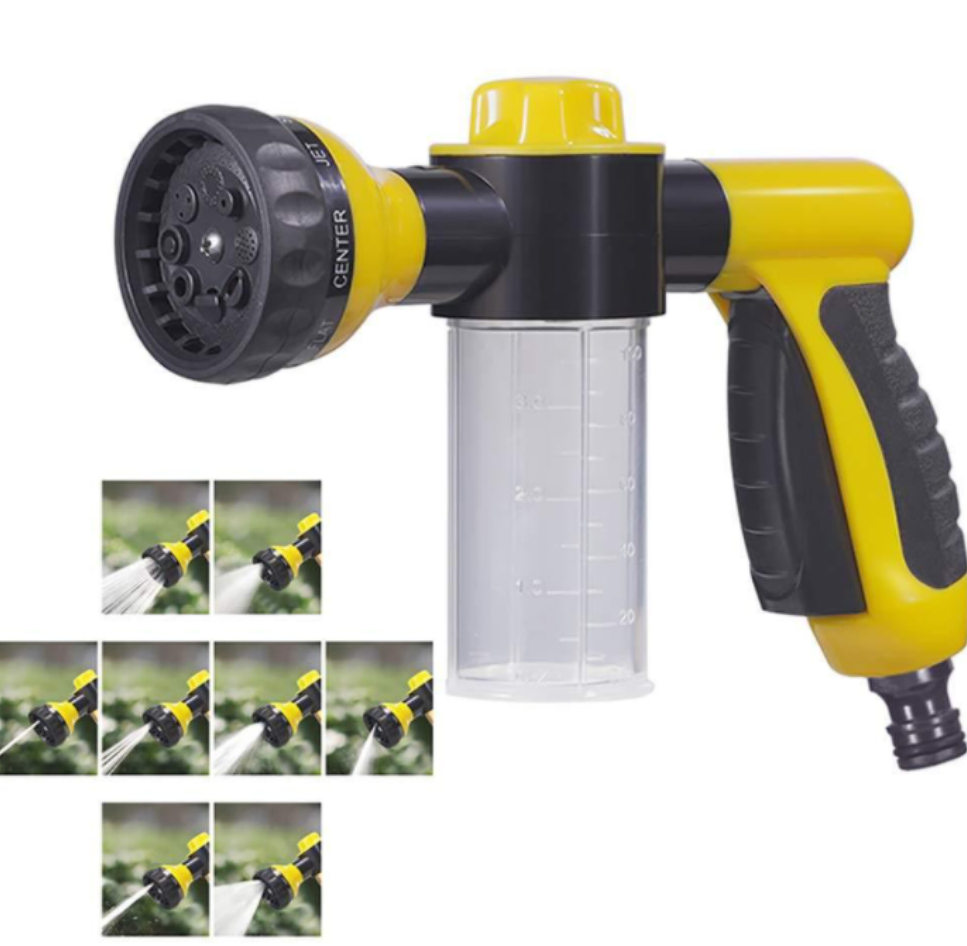 8 Functions Car Foam Washing Gun Water Spray Gun with Soap Dispenser Bottle