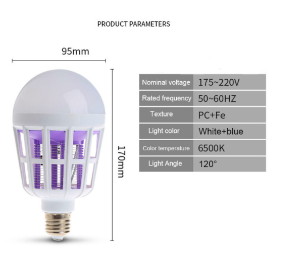 Indoor 2 in 1 Mosquito Killer E27 LED Bulb 9W 220V Lamp Insect Anti-Mosquito Repeller Killing Fly Bug Home Night Light