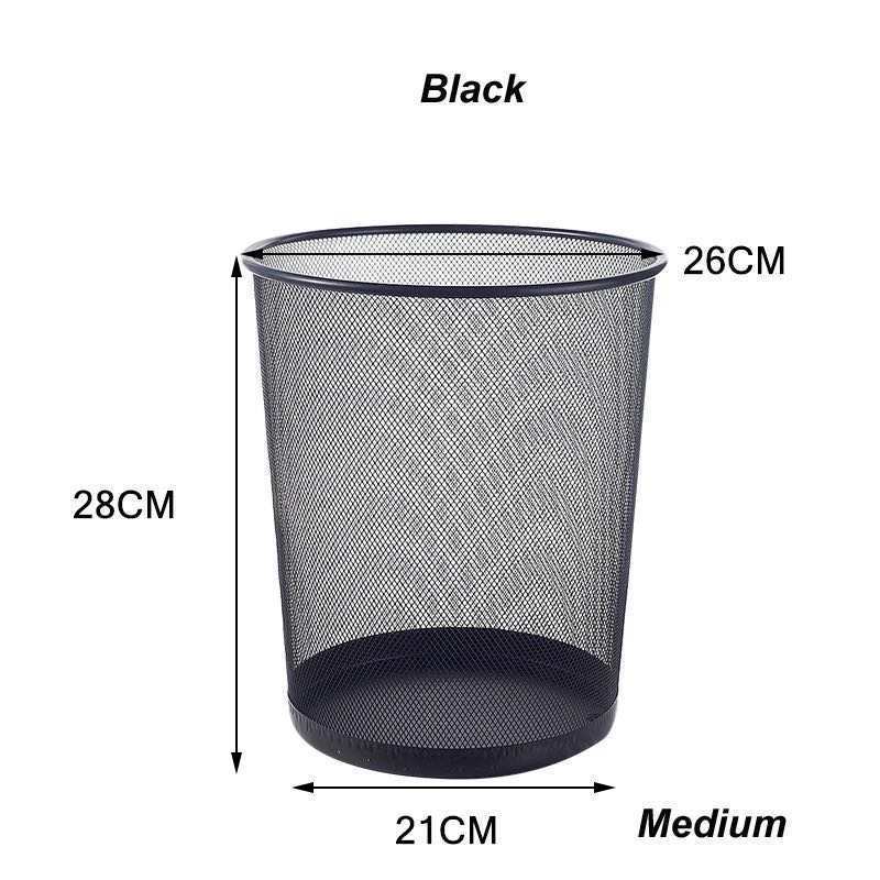 Office Stationery 3 Size Round black Metal mesh trash can Wire Metal Paper Waste Bin