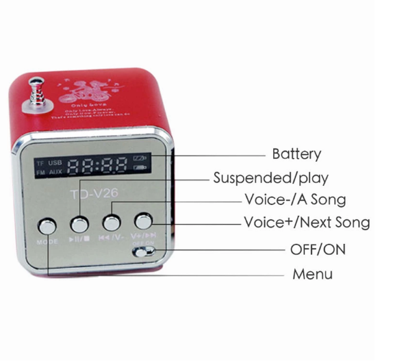 TD-V26 Mini Speaker Portable Micro SD TF Card USB Disk musicAmplifier Stereo Loudspeaker for DVD Laptop Mobile Phone MP3 player