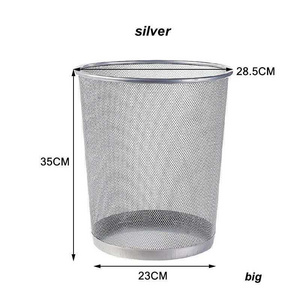 Office Stationery 3 Size Round black Metal mesh trash can Wire Metal Paper Waste Bin