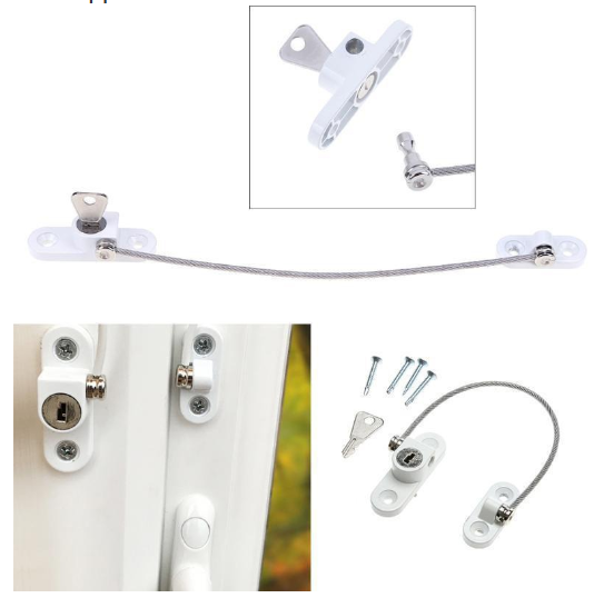 Lockable Window Security Cable Lock Door Safety Restrictor Child Restrictor with Key