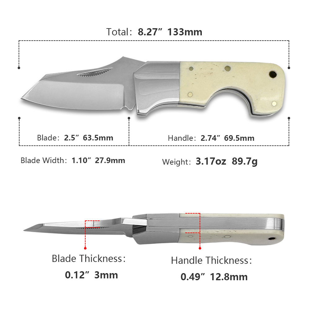 best-selling hand made Aus-8 stainless steel bone handle folding wholesale small knife with cigar cutter