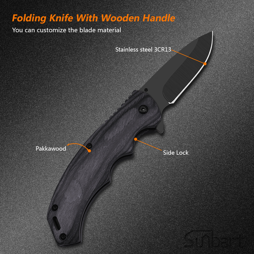 hot selling factory price wooden handle best selling camping survival outdoor fold pocket knife