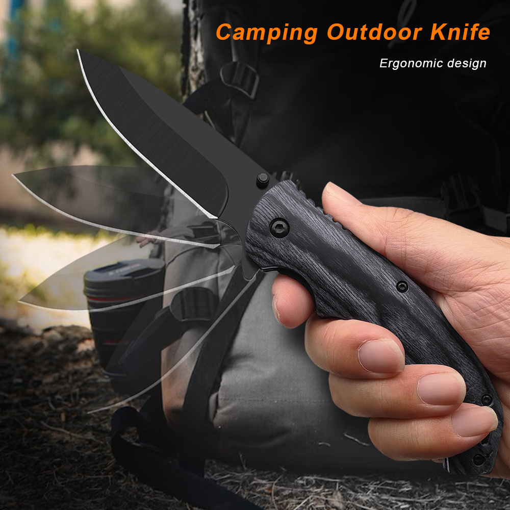 hot selling factory price wooden handle best selling camping survival outdoor fold pocket knife