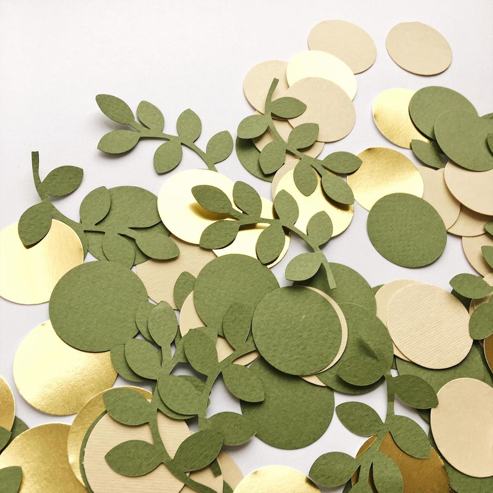 Greenery Gold Eucalyptus Confetti Baby Shower Table Decoration for Country Nature Theme Party Bridal Shower Decor Supplies