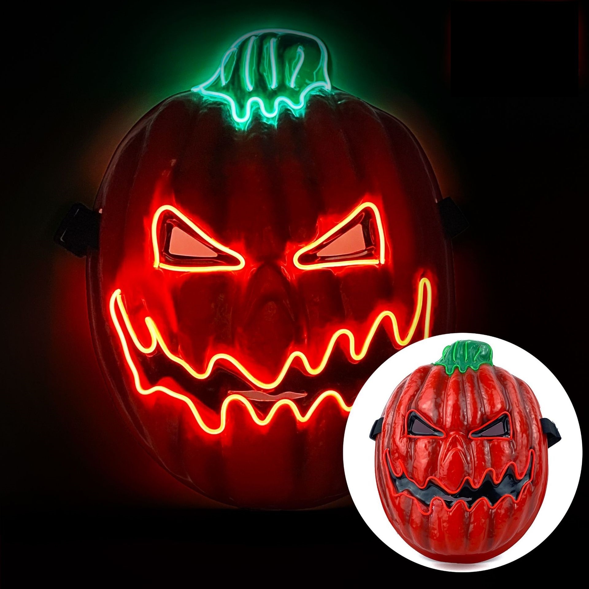 Sunbeauty Glowing Pumpkin EL Wire EVA Mask Halloween Cosplay Party Supplies Scary Face Led Mask