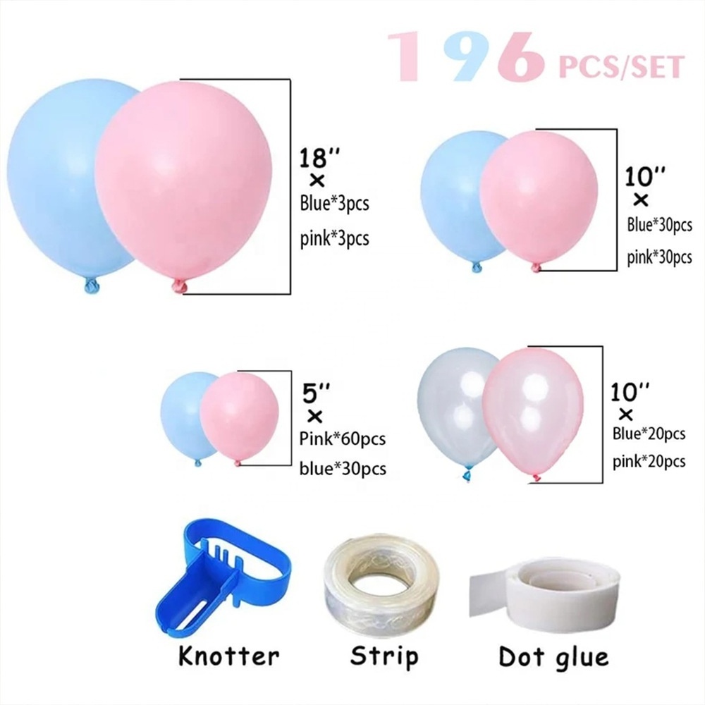 Pink Blue Baby Gender Reveal Balloon Arch Kit For Boys Girls Birthday Babyshower Party Decoration