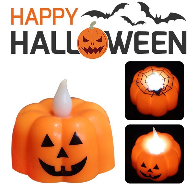 Halloween Pumpkin Lights LED Electronic Candle Lights Halloween Horror Props Home Bar Haunted House Decoration Props