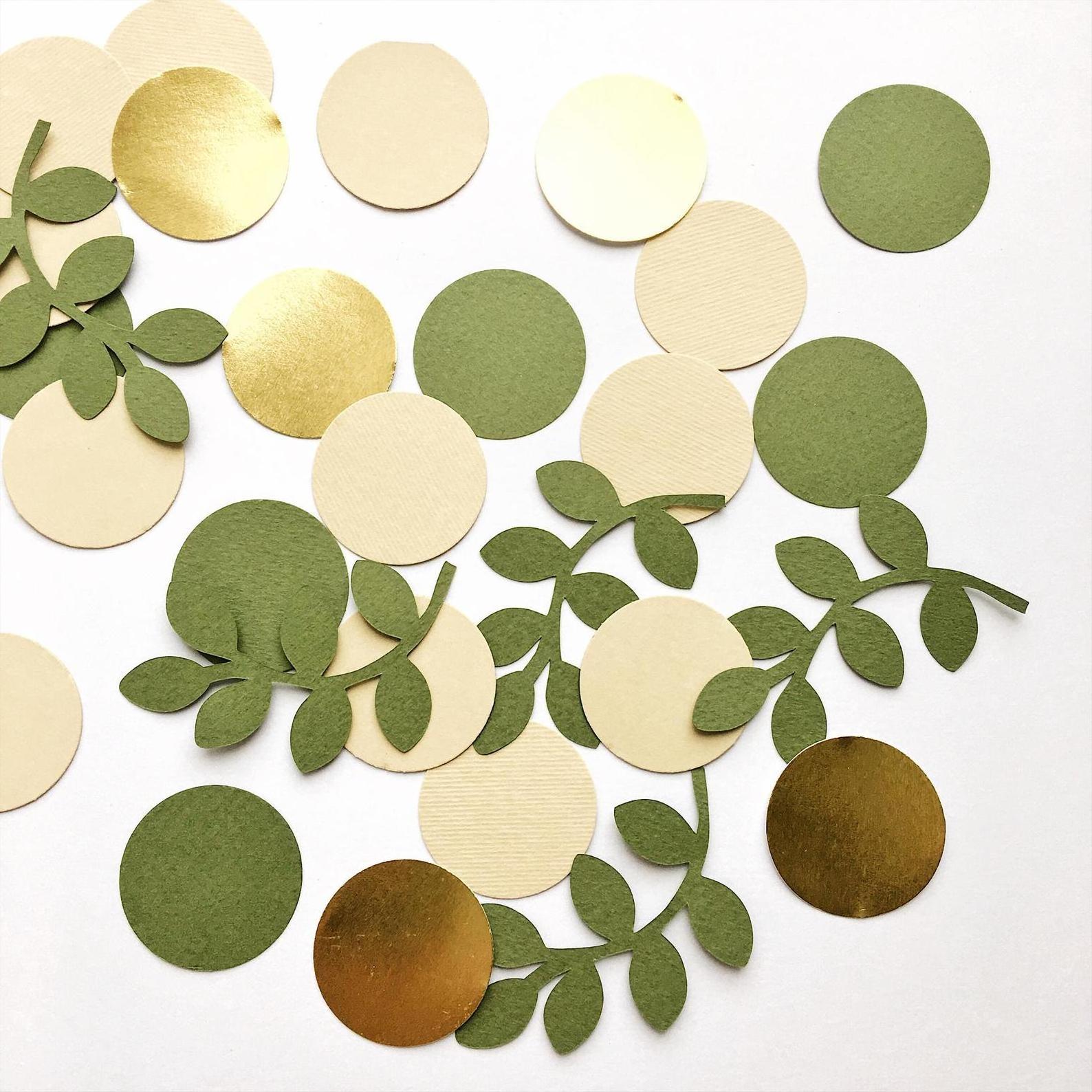 Greenery Gold Eucalyptus Confetti Baby Shower Table Decoration for Country Nature Theme Party Bridal Shower Decor Supplies