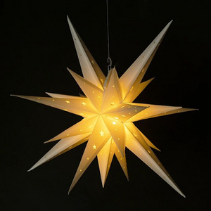 Christmas Paper Star Tree toppers Glow 3D star lanterns Waterproof indoor outdoor Christmas tree decorations