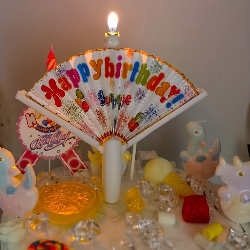 Sunbeauty New Design Paper Fan Pattern Surprise Candle Creative Party Birthday Cake Decoration Candle