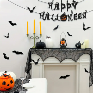 Halloween Decoration Set Pull Banner Bat Stickers Tablecloth Table Flag Halloween Party Supplies Home Decorations