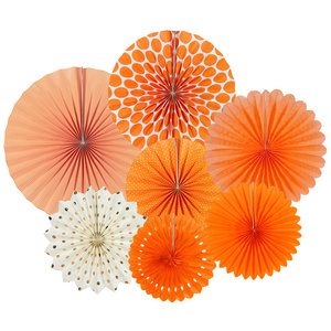 Wholesale 7 PCS Orange Birthday Wedding Thanksgiving Party Supplies Tissue Paper Fan Hanging  Paper Fans  Party Decoration