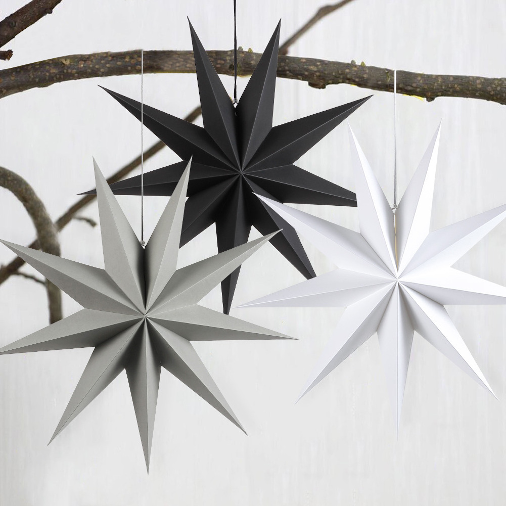 Christmas Wholesale 60cm Hanging Pendant Paper Star Lanterns 3D Nine Pointed Star Stars for Wedding Birthday Party Decoration