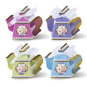 Vintage Floral Tea Pot Shaped Tea Party Favor Boxes Weddings Favors Candy Boxes Tea Party Birthday Decorations