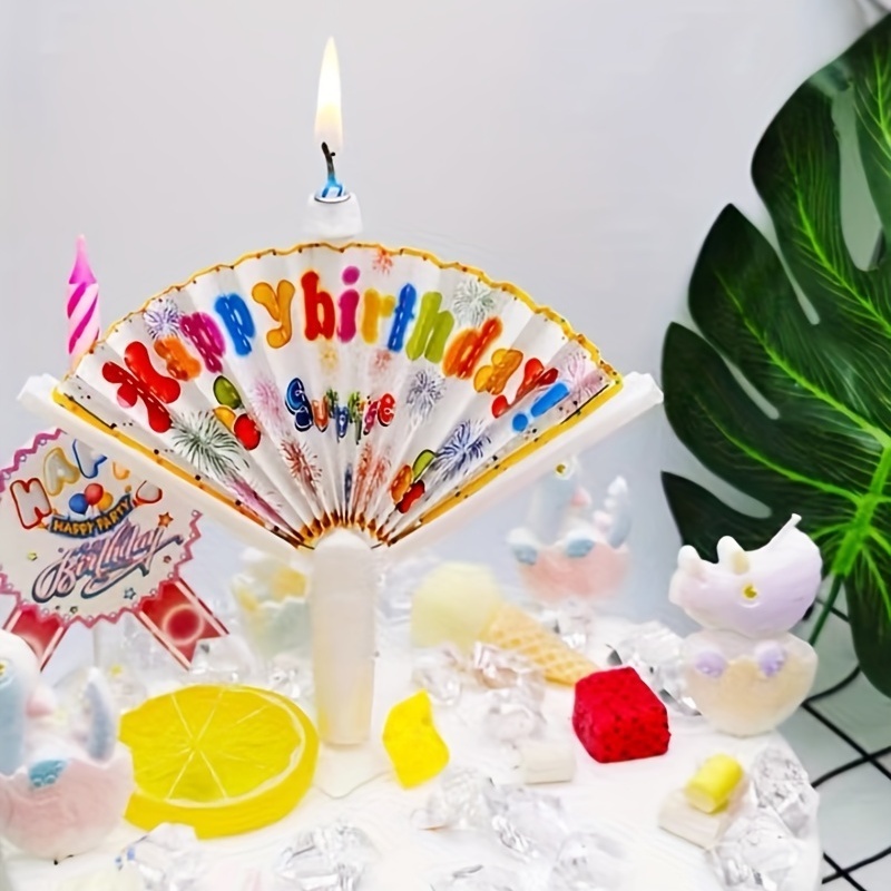 Sunbeauty New Design Paper Fan Pattern Surprise Candle Creative Party Birthday Cake Decoration Candle