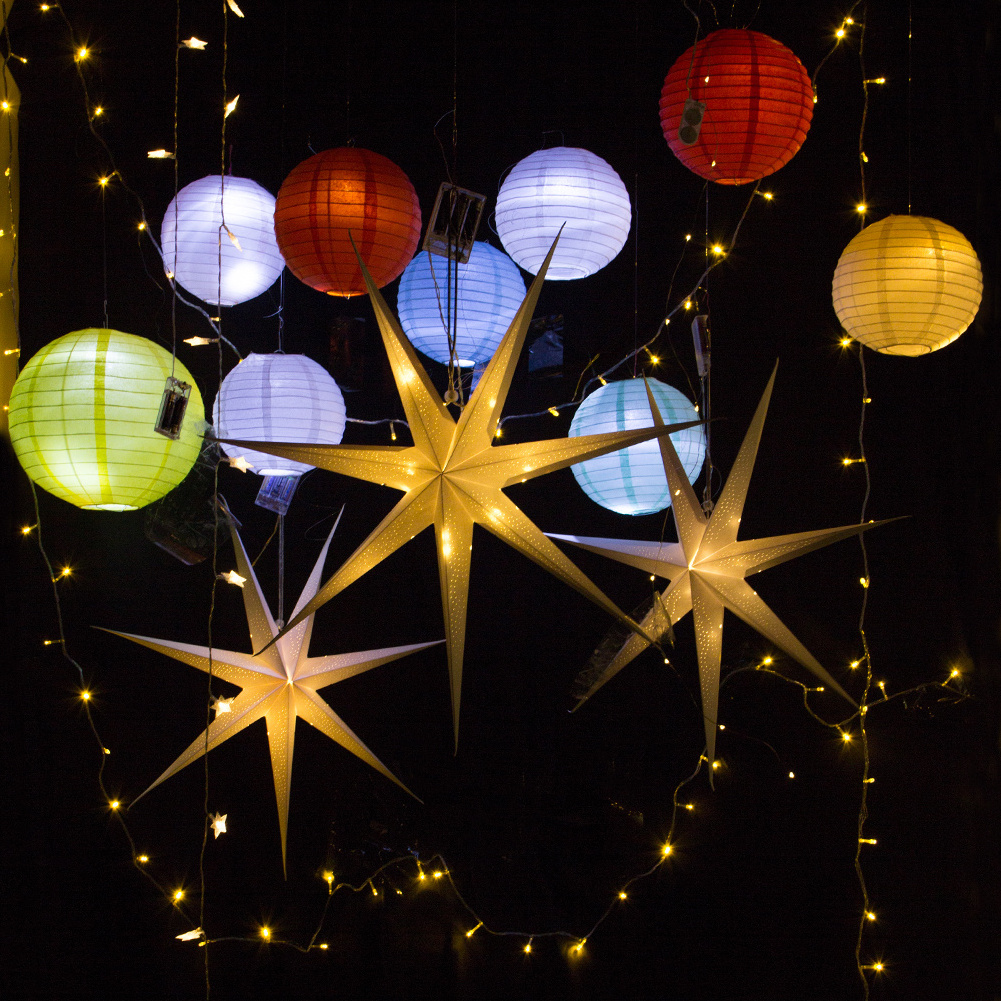 2024 christmas decorations 7 Pointed Paper Star Lanterns 60cm Hanging Light Decorations For Other Christmas Decoration