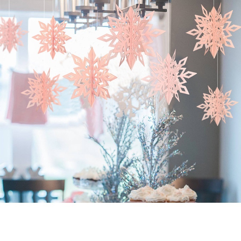 Christmas Decorations Snowflake Garland Hanging Atmosphere Window Ceiling Scene Layout