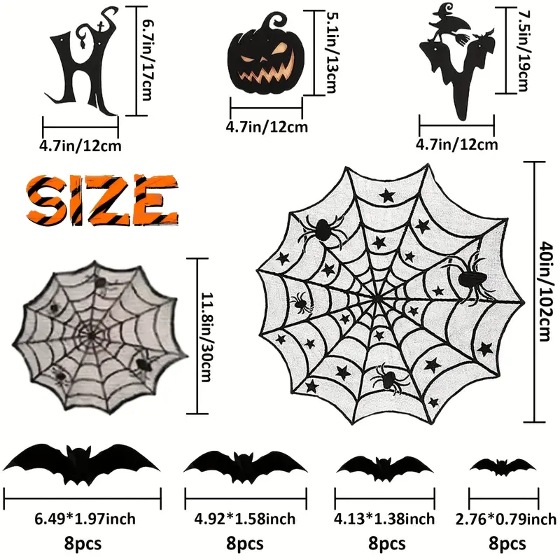 Halloween Decoration Set Pull Banner Bat Stickers Tablecloth Table Flag Halloween Party Supplies Home Decorations