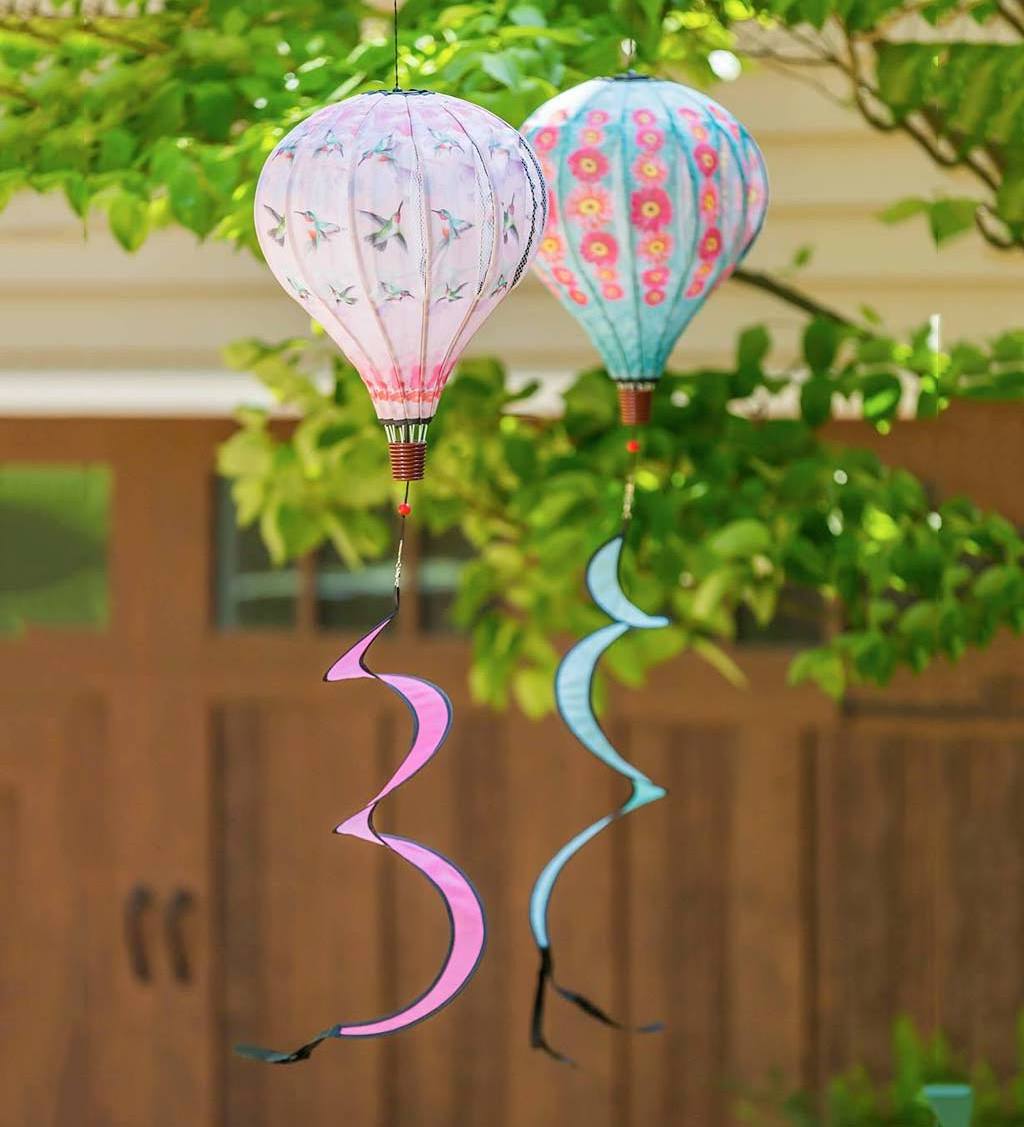 Daisies Hot Air Balloon Paper Lanterns Wind Spinners Outdoor Hanging Lantern for Yard Garden Wind Twister Toys for Kids