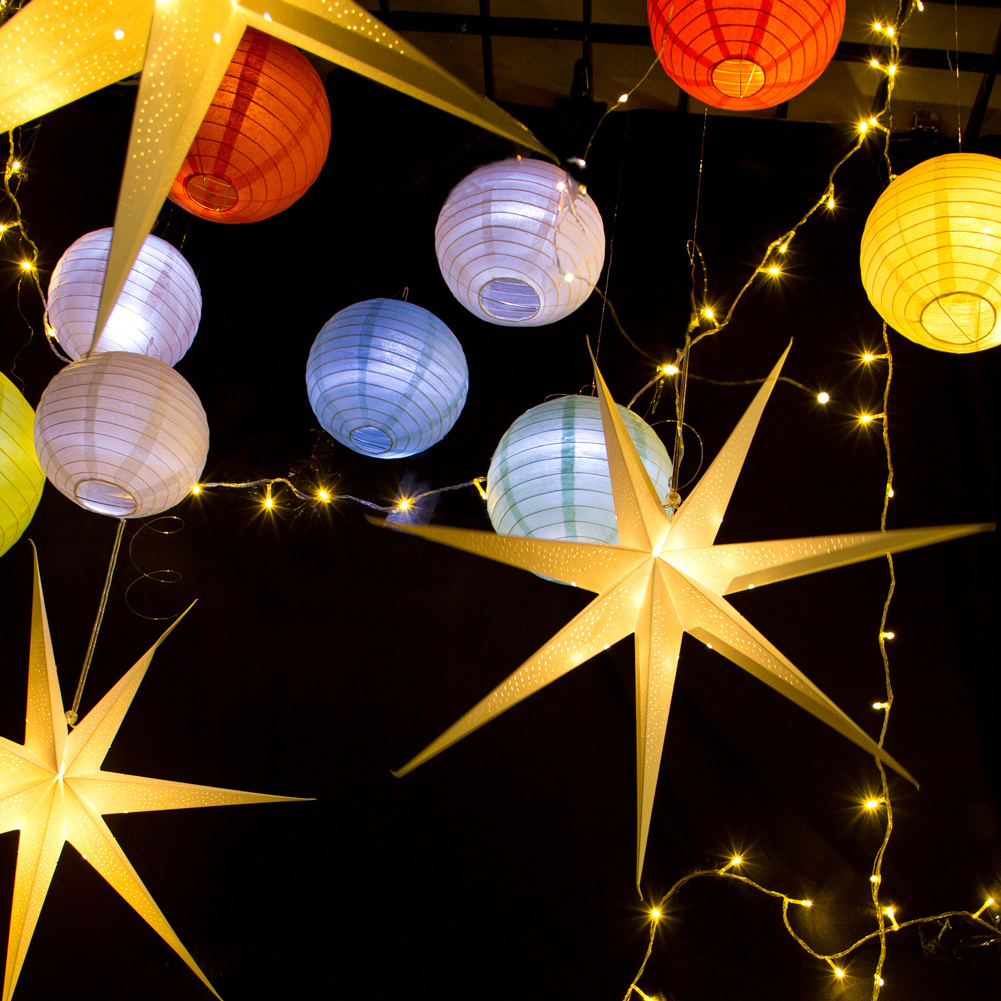 2024 christmas decorations 7 Pointed Paper Star Lanterns 60cm Hanging Light Decorations For Other Christmas Decoration