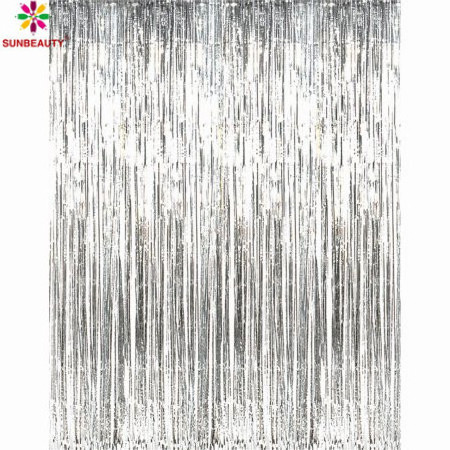 Wholesale Silver Party Wedding Birthday Door Decoration Garland Metallic Tinsel Foil Fringe Curtain