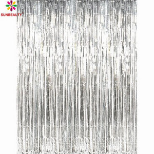 Wholesale Silver Party Wedding Birthday Door Decoration Garland Metallic Tinsel Foil Fringe Curtain