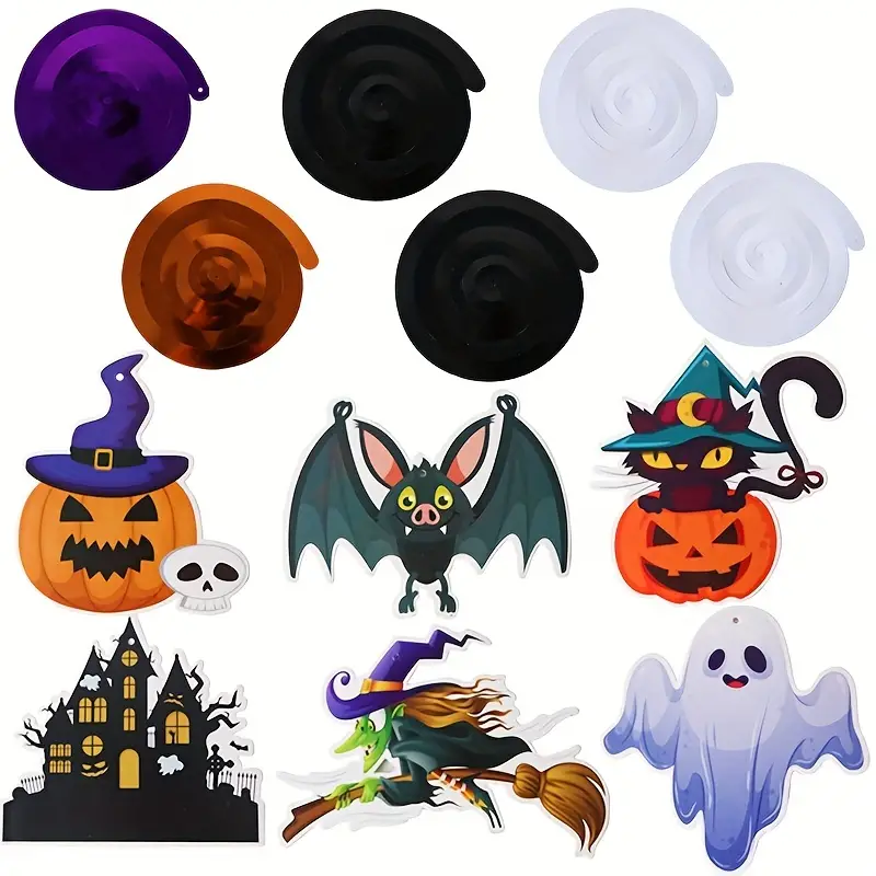 Halloween Pumpkin Spiral Hanging Swirl Decoration Bat Spider Ghost Witch Halloween Party Festival Decorations