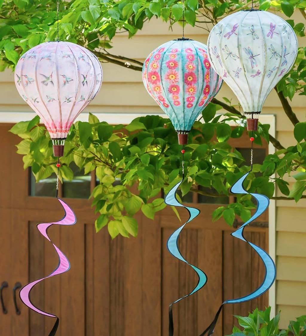 Daisies Hot Air Balloon Paper Lanterns Wind Spinners Outdoor Hanging Lantern for Yard Garden Wind Twister Toys for Kids