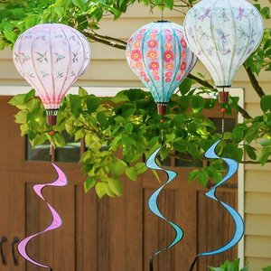 Daisies Hot Air Balloon Paper Lanterns Wind Spinners Outdoor Hanging Lantern for Yard Garden Wind Twister Toys for Kids